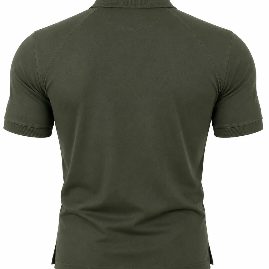 Green polo, back construction