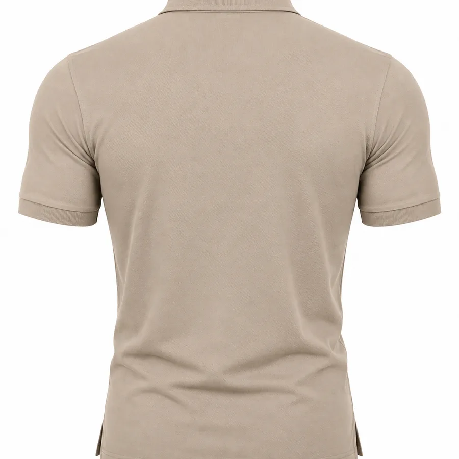 Beige polo, back construction