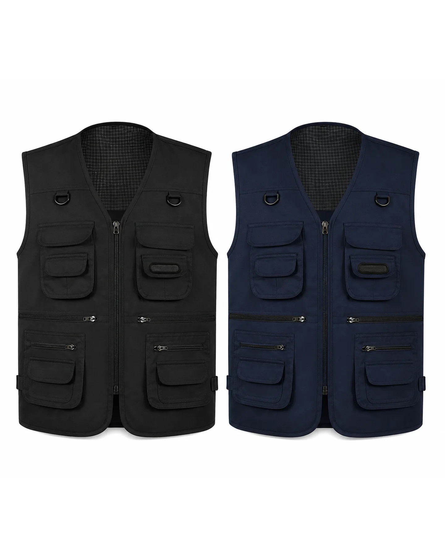 Utility vests in black and navy