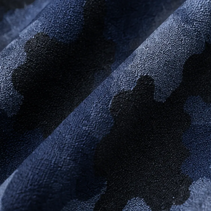 BlueBlack Camo fabric, drape view