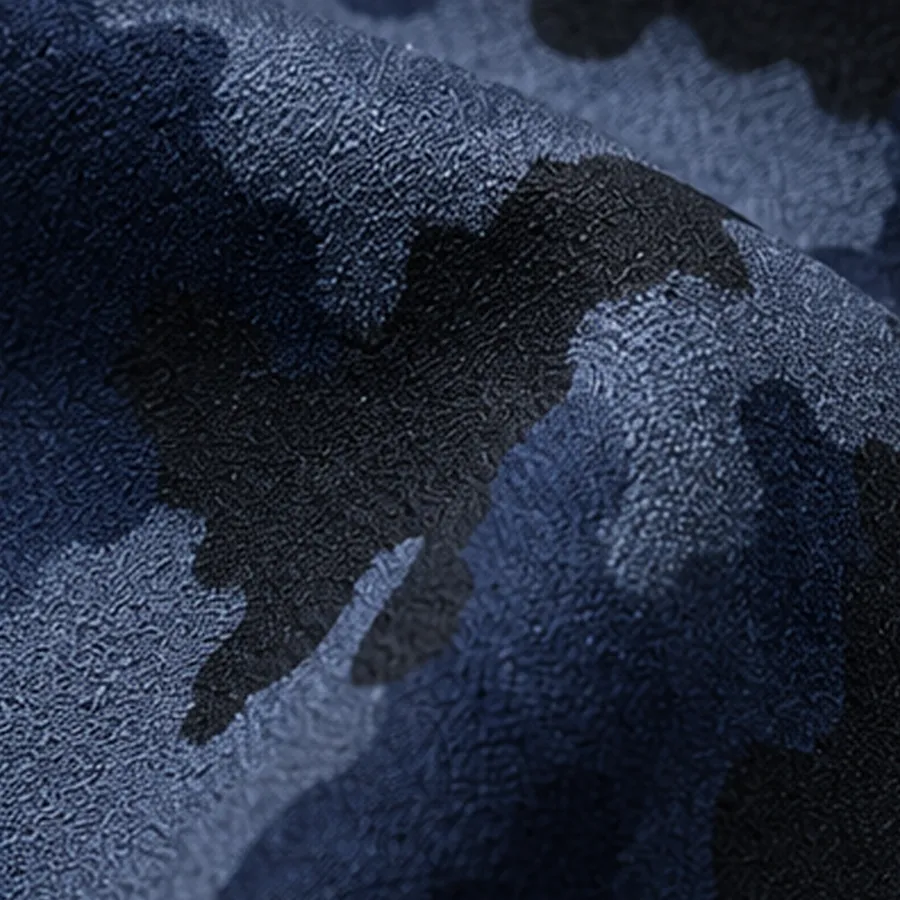 BlueBlack Camo fabric, fold detail