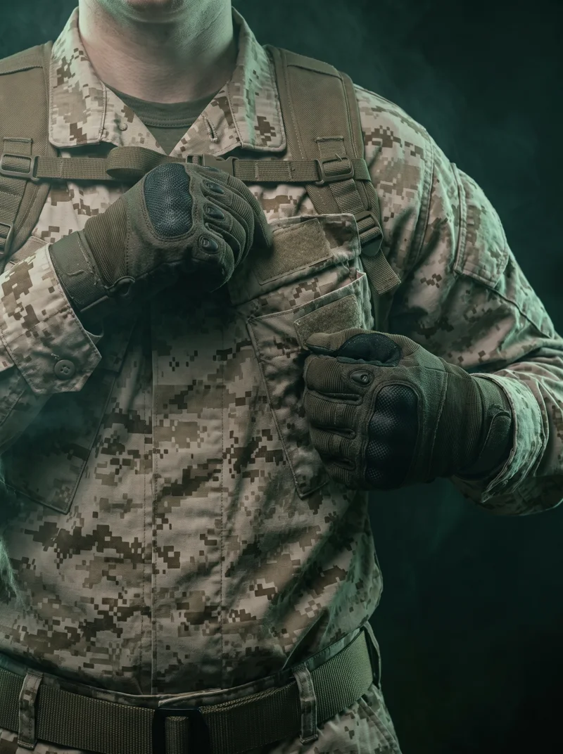 Soldier in desert camouflage uniform